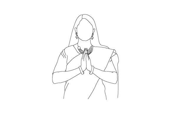 Download Indian Woman Line Art Design - Premium Bundle